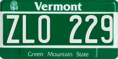 VT license plate ZLO229