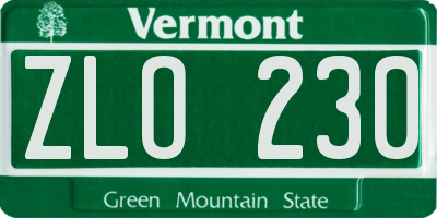 VT license plate ZLO230
