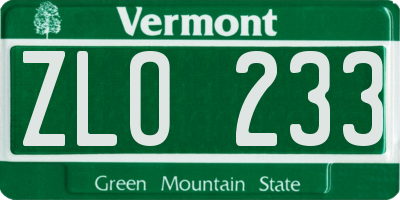 VT license plate ZLO233