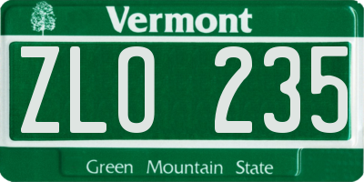 VT license plate ZLO235