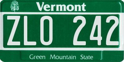 VT license plate ZLO242