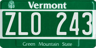 VT license plate ZLO243