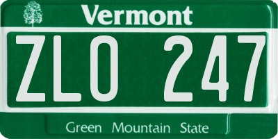 VT license plate ZLO247