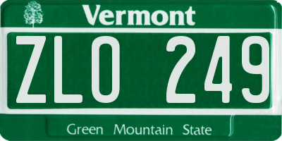 VT license plate ZLO249