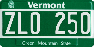 VT license plate ZLO250