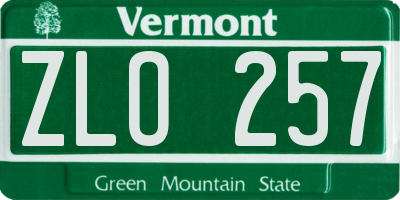 VT license plate ZLO257