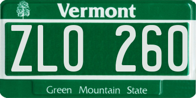 VT license plate ZLO260
