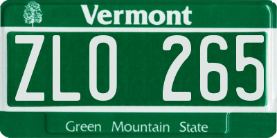 VT license plate ZLO265