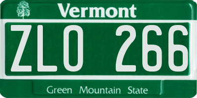 VT license plate ZLO266