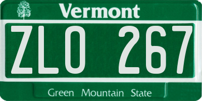 VT license plate ZLO267