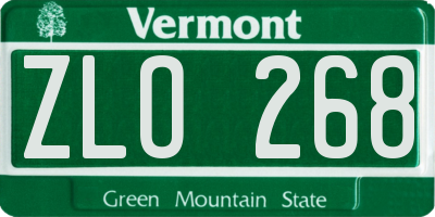 VT license plate ZLO268