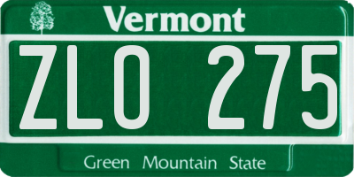 VT license plate ZLO275