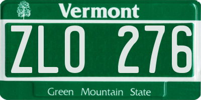 VT license plate ZLO276