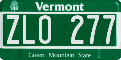 VT license plate ZLO277