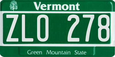 VT license plate ZLO278