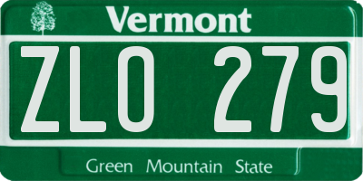 VT license plate ZLO279
