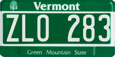 VT license plate ZLO283