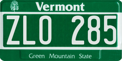 VT license plate ZLO285
