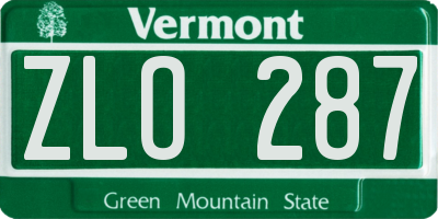 VT license plate ZLO287