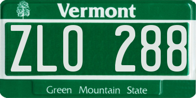VT license plate ZLO288