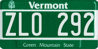 VT license plate ZLO292