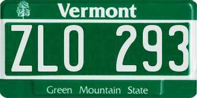 VT license plate ZLO293