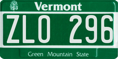 VT license plate ZLO296