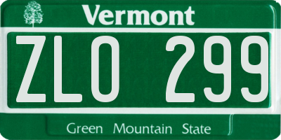 VT license plate ZLO299