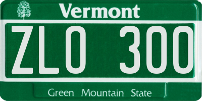 VT license plate ZLO300