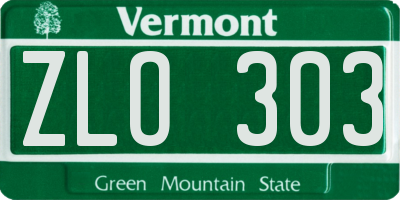 VT license plate ZLO303