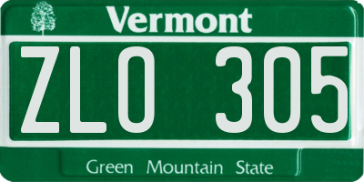VT license plate ZLO305