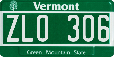 VT license plate ZLO306