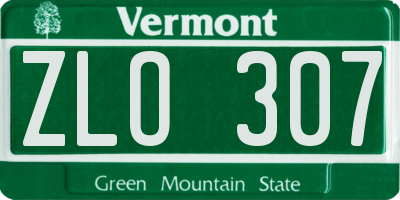 VT license plate ZLO307