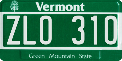 VT license plate ZLO310