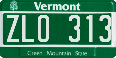 VT license plate ZLO313