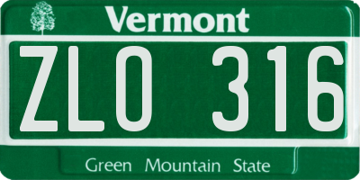 VT license plate ZLO316