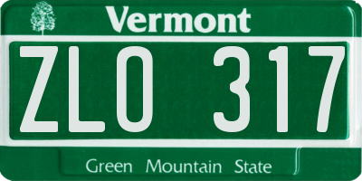 VT license plate ZLO317