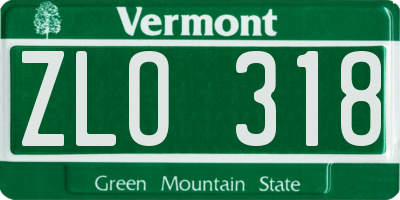 VT license plate ZLO318