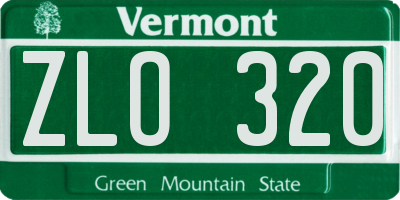 VT license plate ZLO320