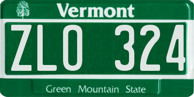 VT license plate ZLO324