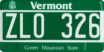 VT license plate ZLO326
