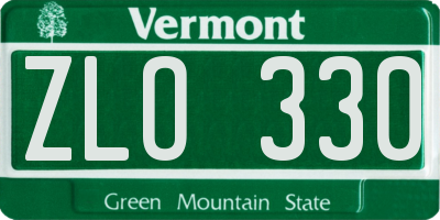 VT license plate ZLO330