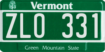 VT license plate ZLO331