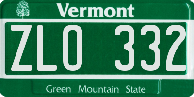 VT license plate ZLO332