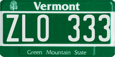 VT license plate ZLO333