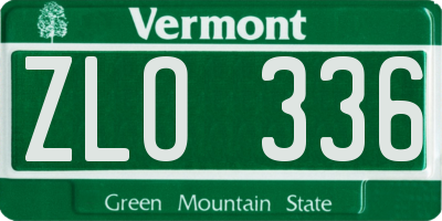 VT license plate ZLO336