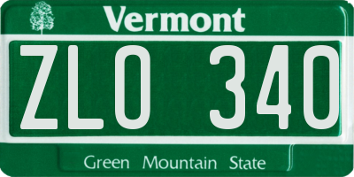 VT license plate ZLO340