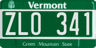 VT license plate ZLO341