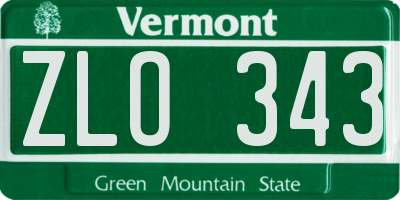 VT license plate ZLO343