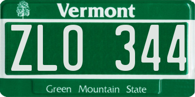VT license plate ZLO344
